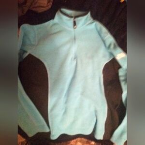 Blue and Black Quarter-Zip Pullover By The North Face. Lg